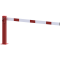 Compact hand barrier | with fixed support post | clear width: 1500 mm | with tringular look | hot-dip galvanized and coated red / white